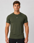 Camiseta Deportiva Verde Militar Muscle Fit - Dry Fit para Hombre