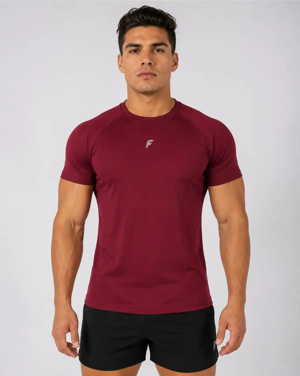 Camiseta Deportiva Vino Tinto Muscle Fit - Dry Fit para Hombre