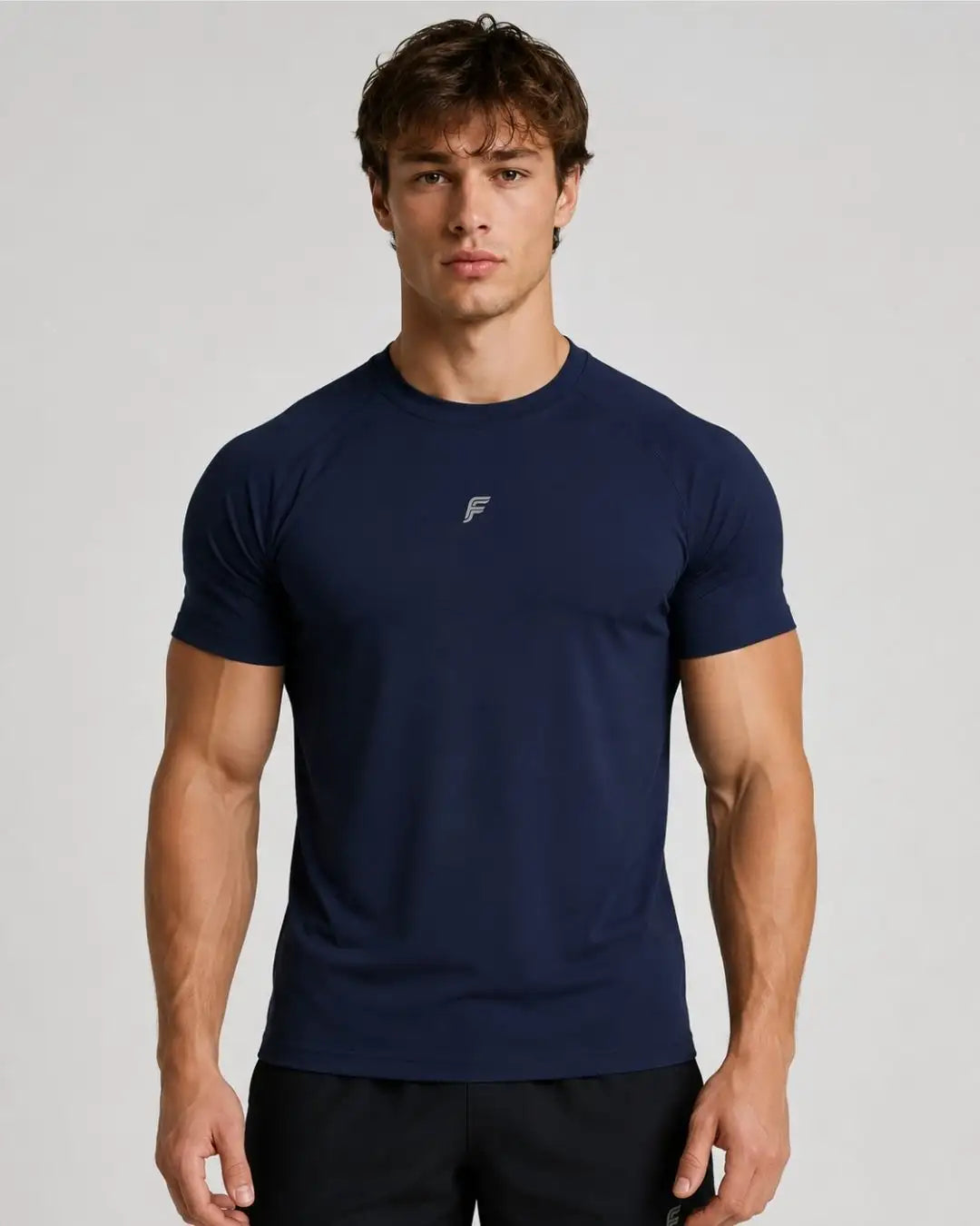 Camiseta Deportiva Azul Oscura Muscle Fit - Dry Fit para Hombre