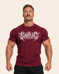 Camiseta Muscle Fit "Caos" Vino tinto