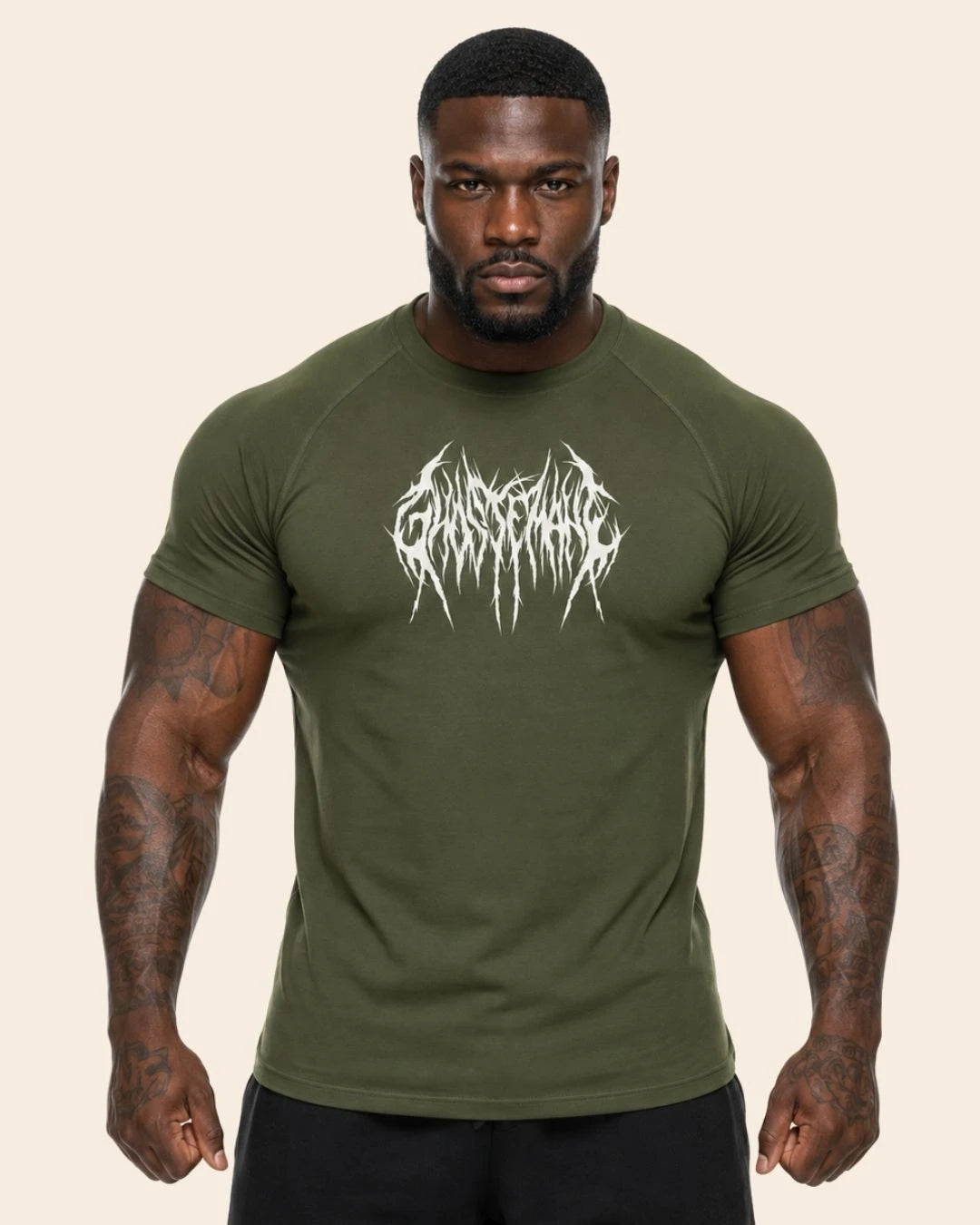 Camiseta Muscle Fit "Furia" Verde Militar