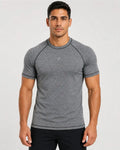 Camiseta Deportiva Gris Clara Jaspe Muscle Fit - Dry Fit para Hombre