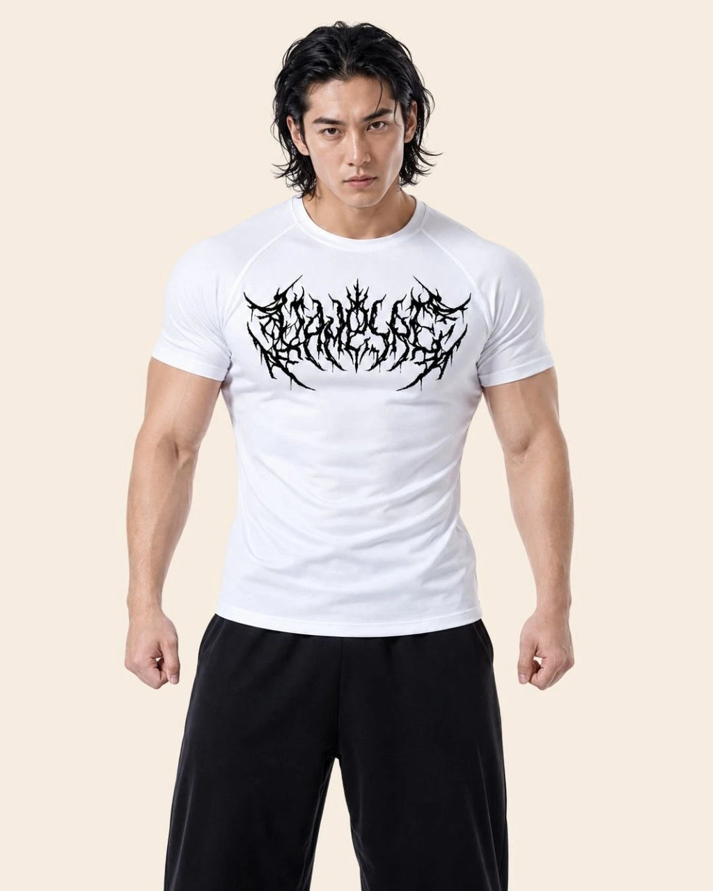 Camiseta Muscle Fit "Caos" Blanca