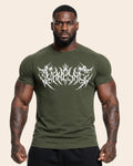 Camiseta Muscle Fit "Caos" Verde Militar