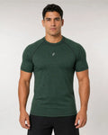 Camiseta Deportiva Verde Jaspeada Muscle Fit - Dry Fit para Hombre