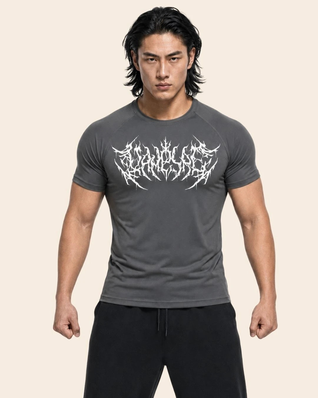 Camiseta Muscle Fit "Caos" Gris