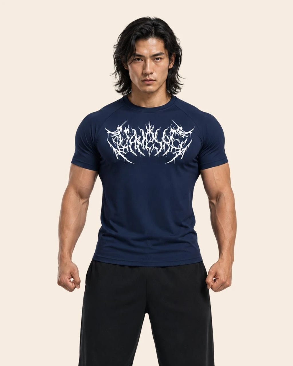 Camiseta Muscle Fit "Caos" Azul Oscuro