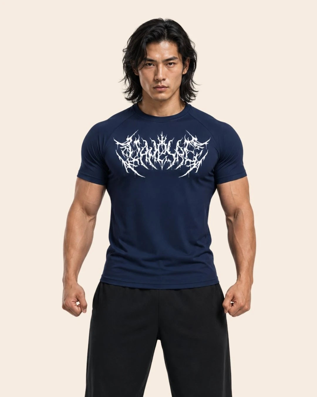 Camiseta Muscle Fit "Caos" Azul Oscuro