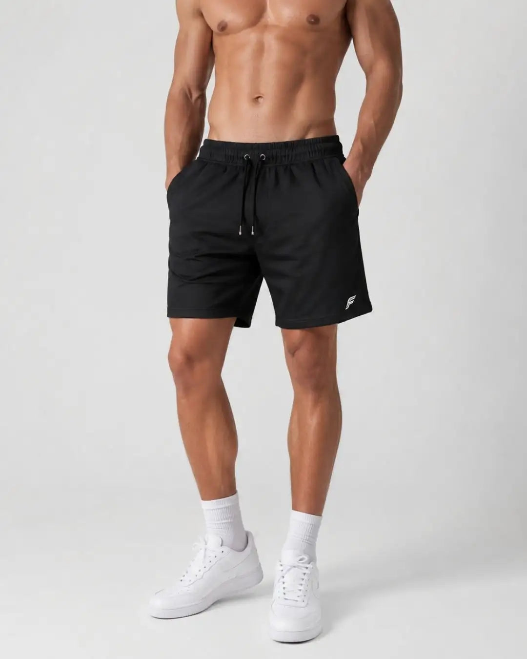 Pantaloneta Deportiva Negra en Burda Fría para Hombre
