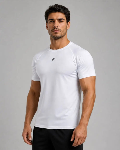 Camiseta Deportiva Blanca Muscle Fit - Dry Fit para Hombre