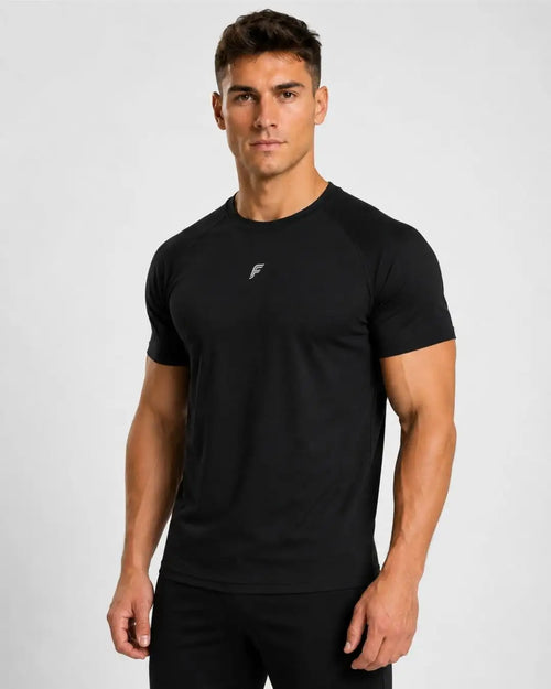 Camiseta Deportiva Negra Muscle Fit - Dry Fit para Hombre