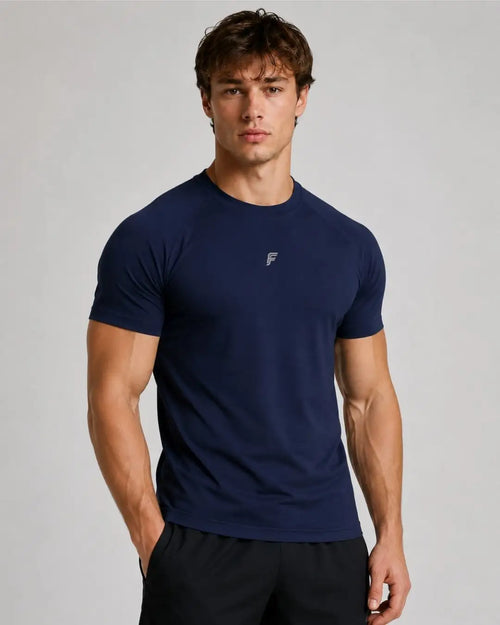Camiseta Deportiva Azul Oscura Muscle Fit - Dry Fit para Hombre