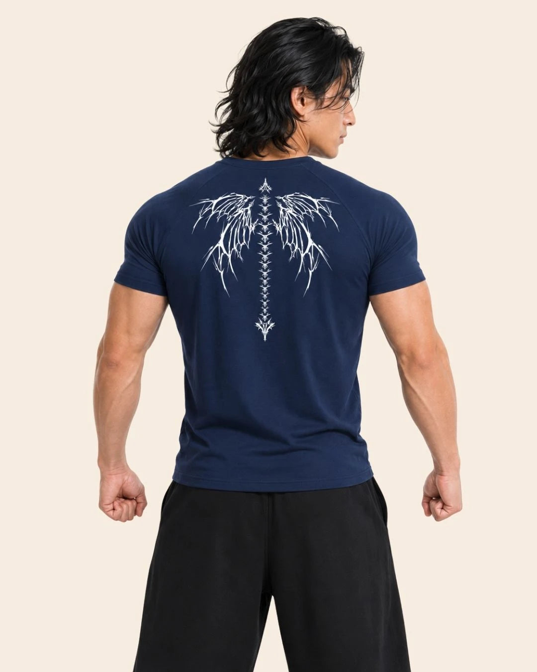 Camiseta Muscle Fit "Dominio" Azul Oscuro