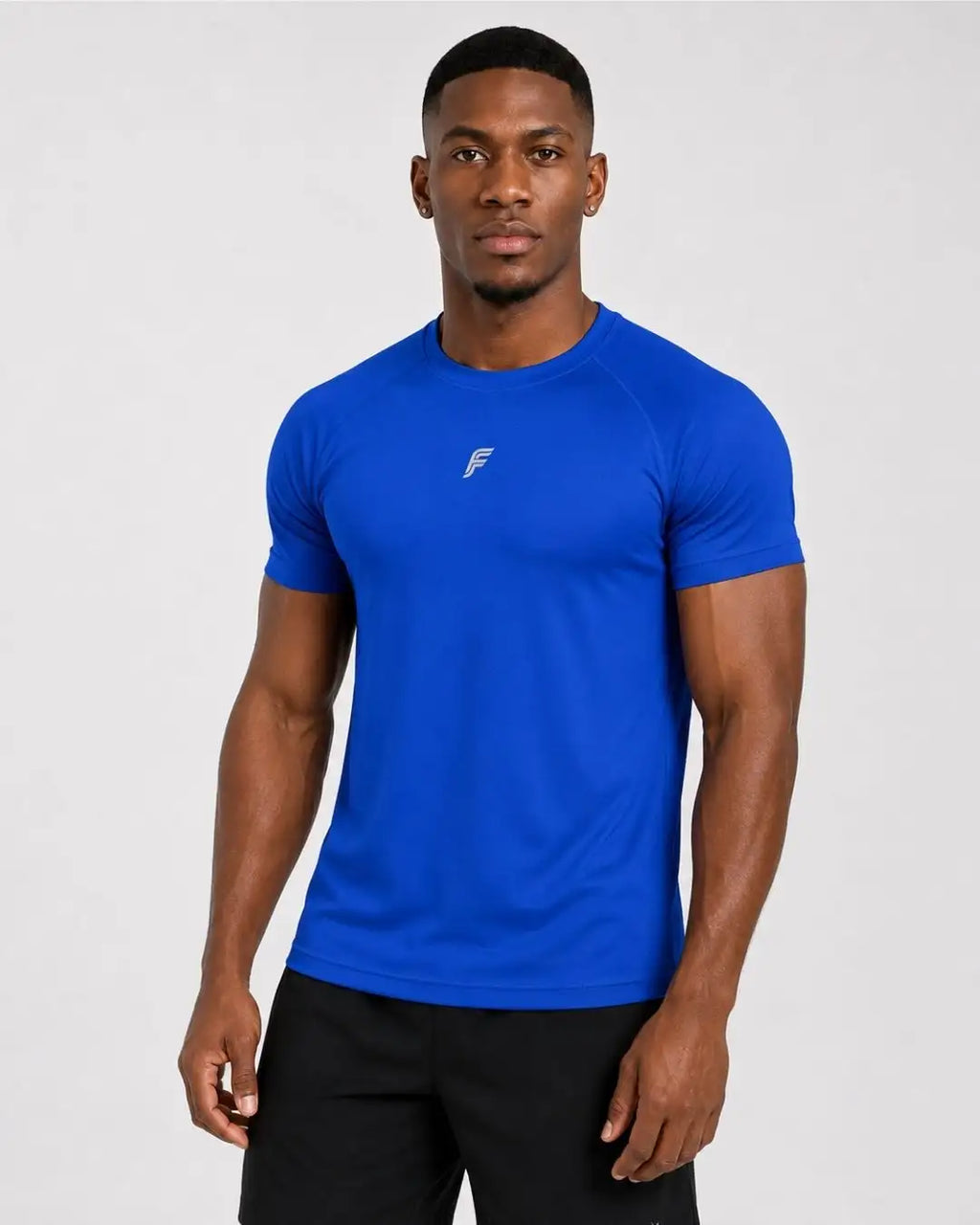 Camiseta Deportiva Azul Rey Oscura Muscle Fit - Dry Fit para Hombre