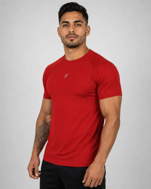 Camiseta Deportiva Roja Muscle Fit - Dry Fit para Hombre