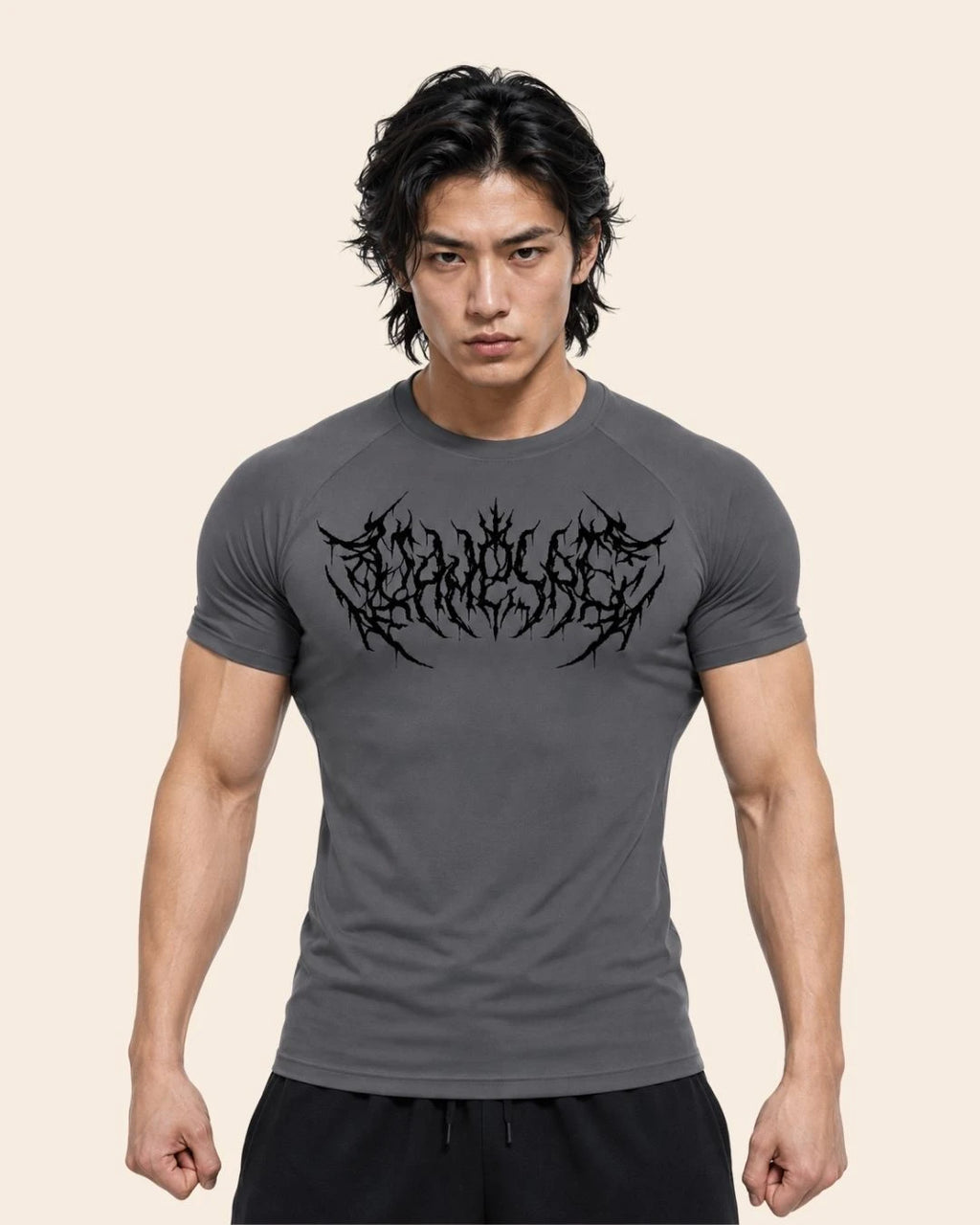 Camiseta Muscle Fit "Caos" Gris