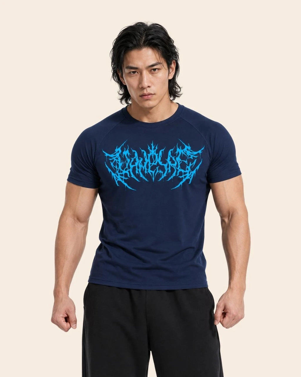 Camiseta Muscle Fit "Caos" Azul Oscuro