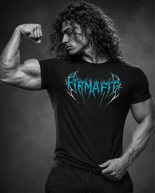 Camiseta Deportiva Negra Estampada RENACER para Hombre