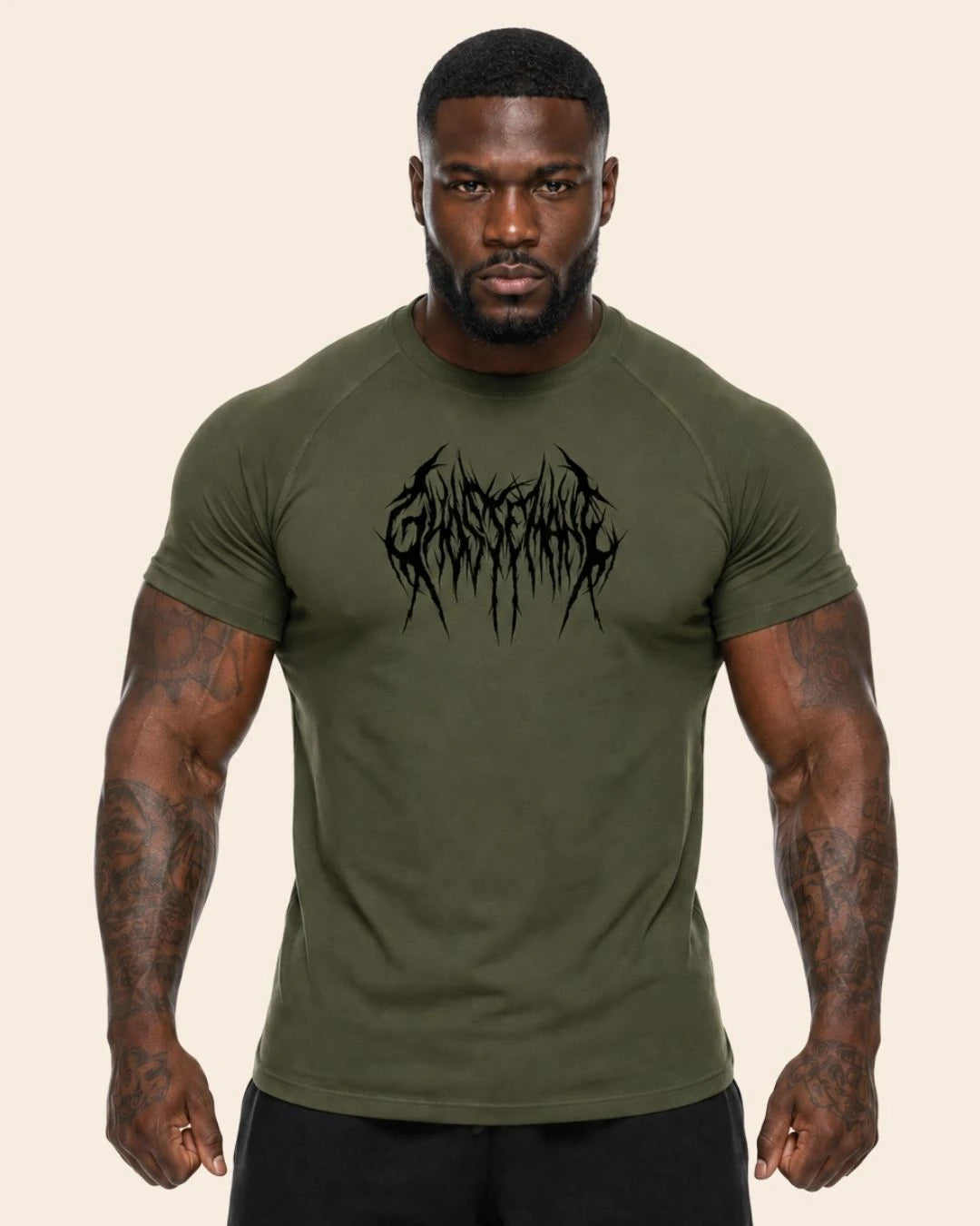 Camiseta Muscle Fit "Furia" Verde Militar