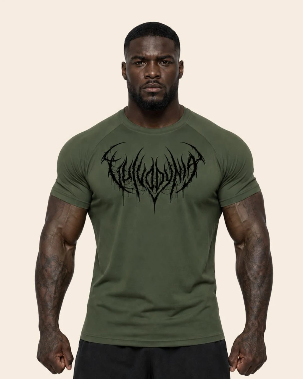 Camiseta Muscle Fit "Dominio" Verde Militar