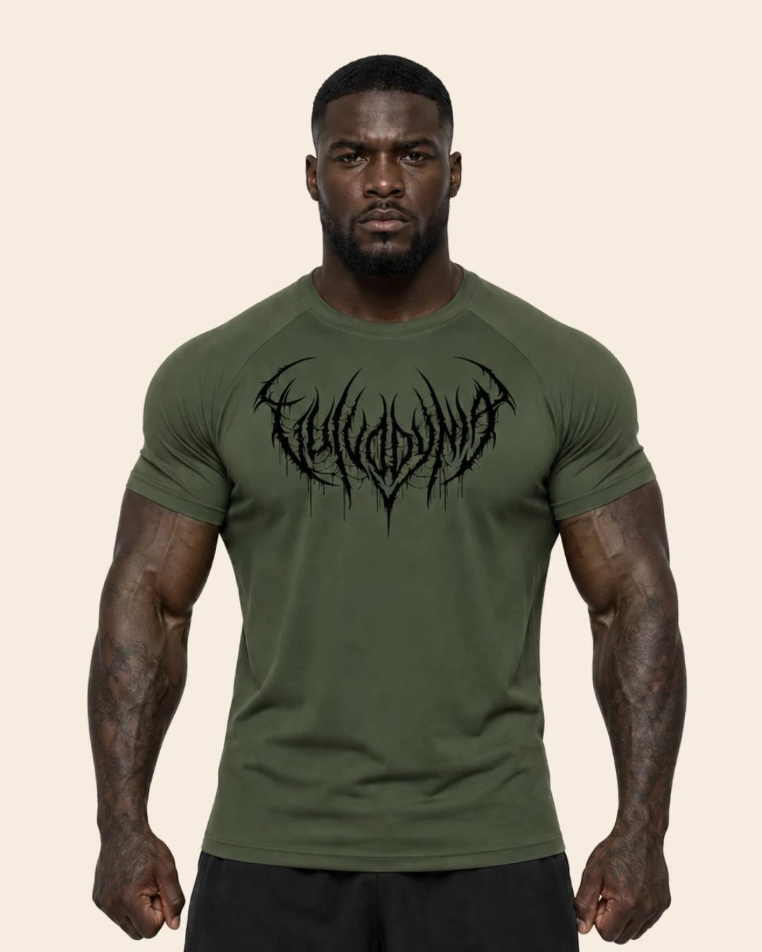 Camiseta Muscle Fit "Dominio" Verde Militar