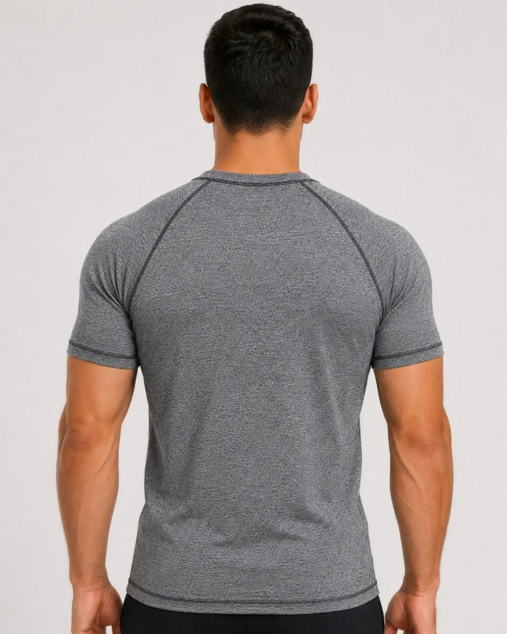 Camiseta Deportiva Gris Clara Jaspe Muscle Fit - Dry Fit para Hombre