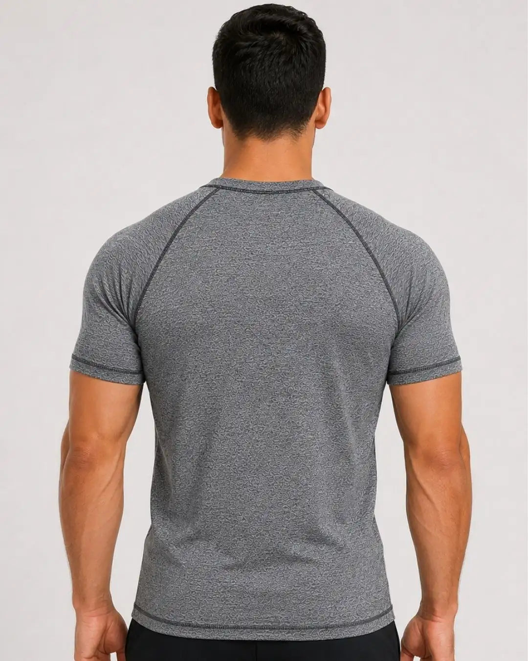 Camiseta Deportiva Gris Clara Jaspe Muscle Fit - Dry Fit para Hombre