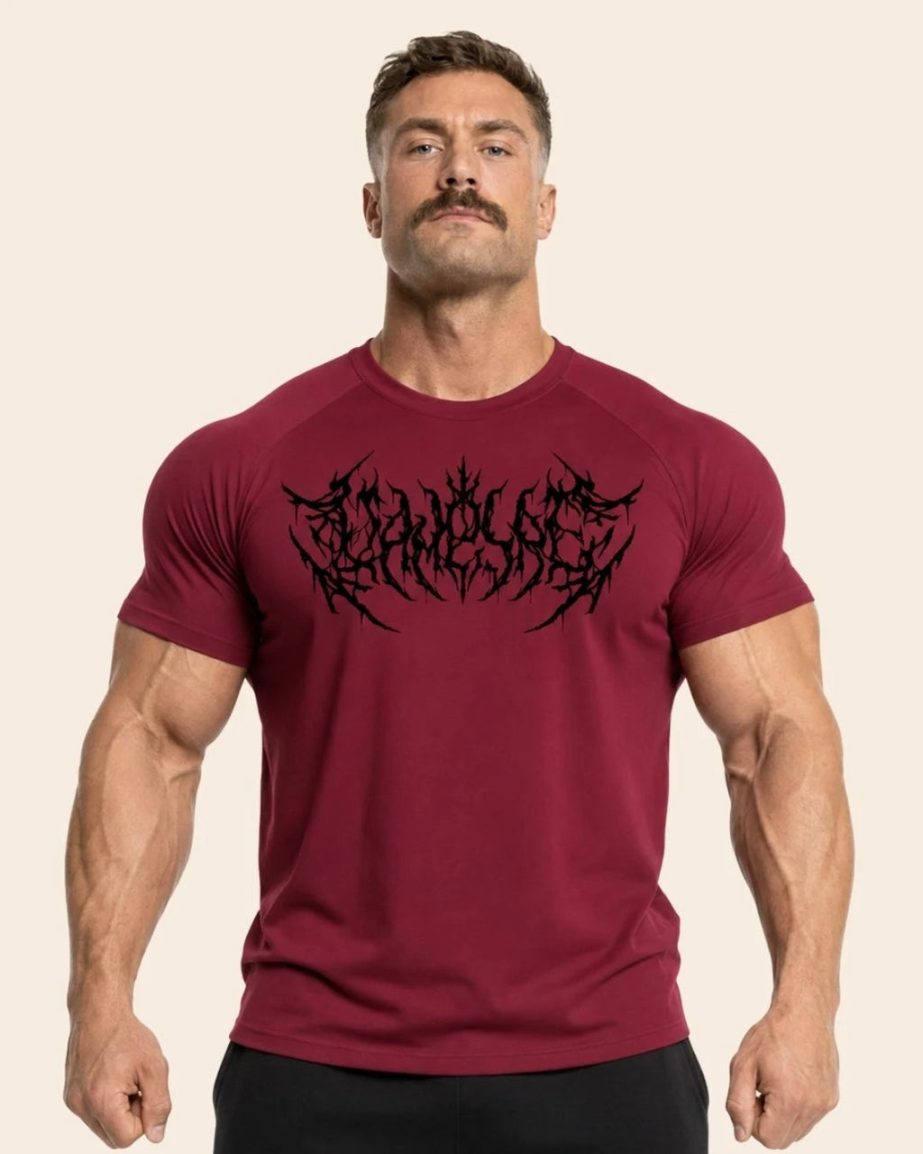 Camiseta Muscle Fit "Caos" Vino tinto
