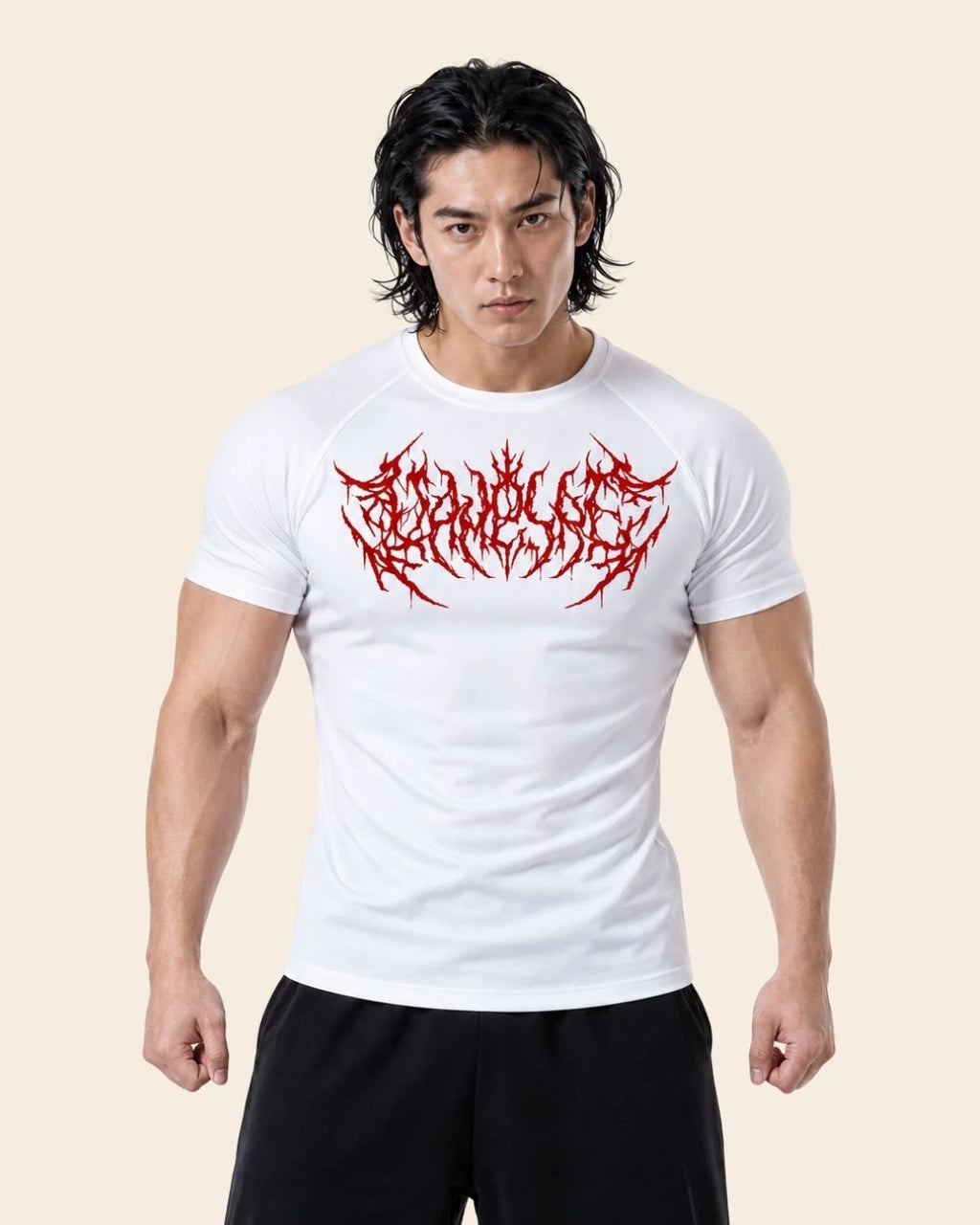 Camiseta Muscle Fit "Caos" Blanca