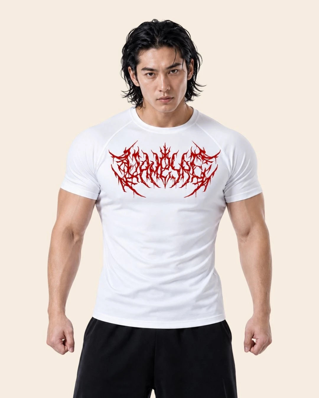 Camiseta Muscle Fit "Caos" Blanca