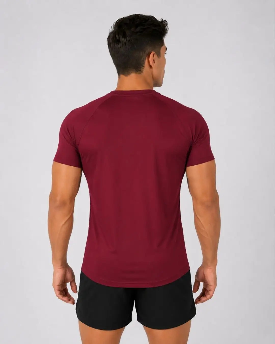 Camiseta Deportiva Vino Tinto Muscle Fit - Dry Fit para Hombre