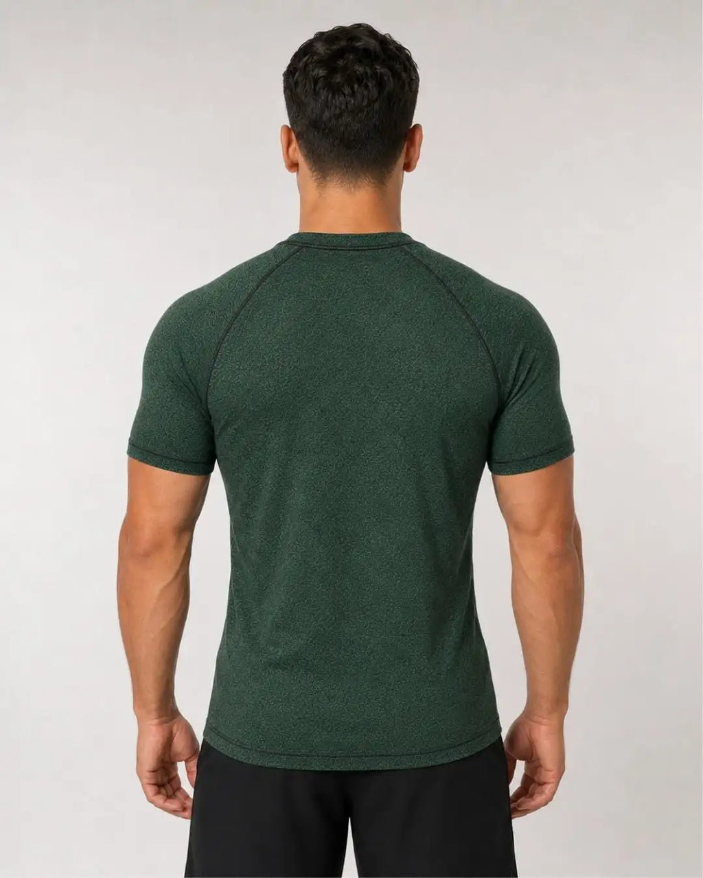 Camiseta Deportiva Verde Jaspeada Muscle Fit - Dry Fit para Hombre