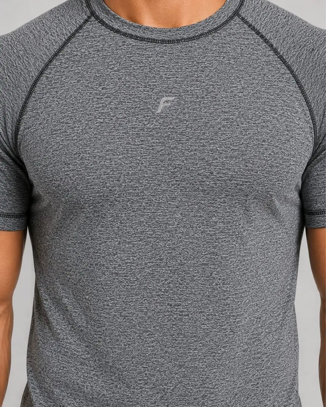 Camiseta Deportiva Gris Clara Jaspe Muscle Fit - Dry Fit para Hombre