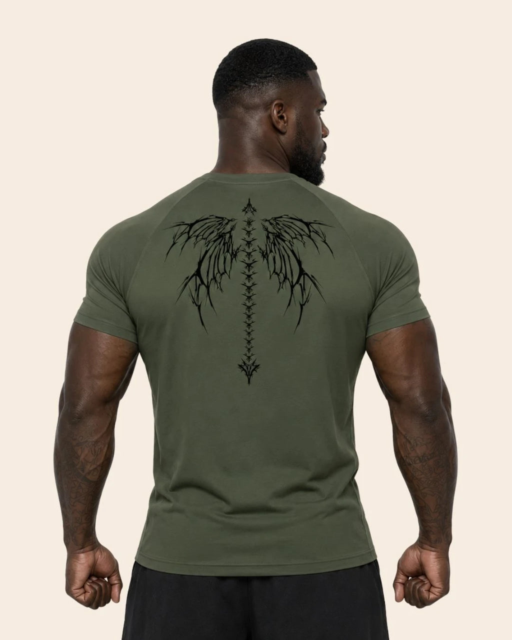 Camiseta Muscle Fit "Dominio" Verde Militar