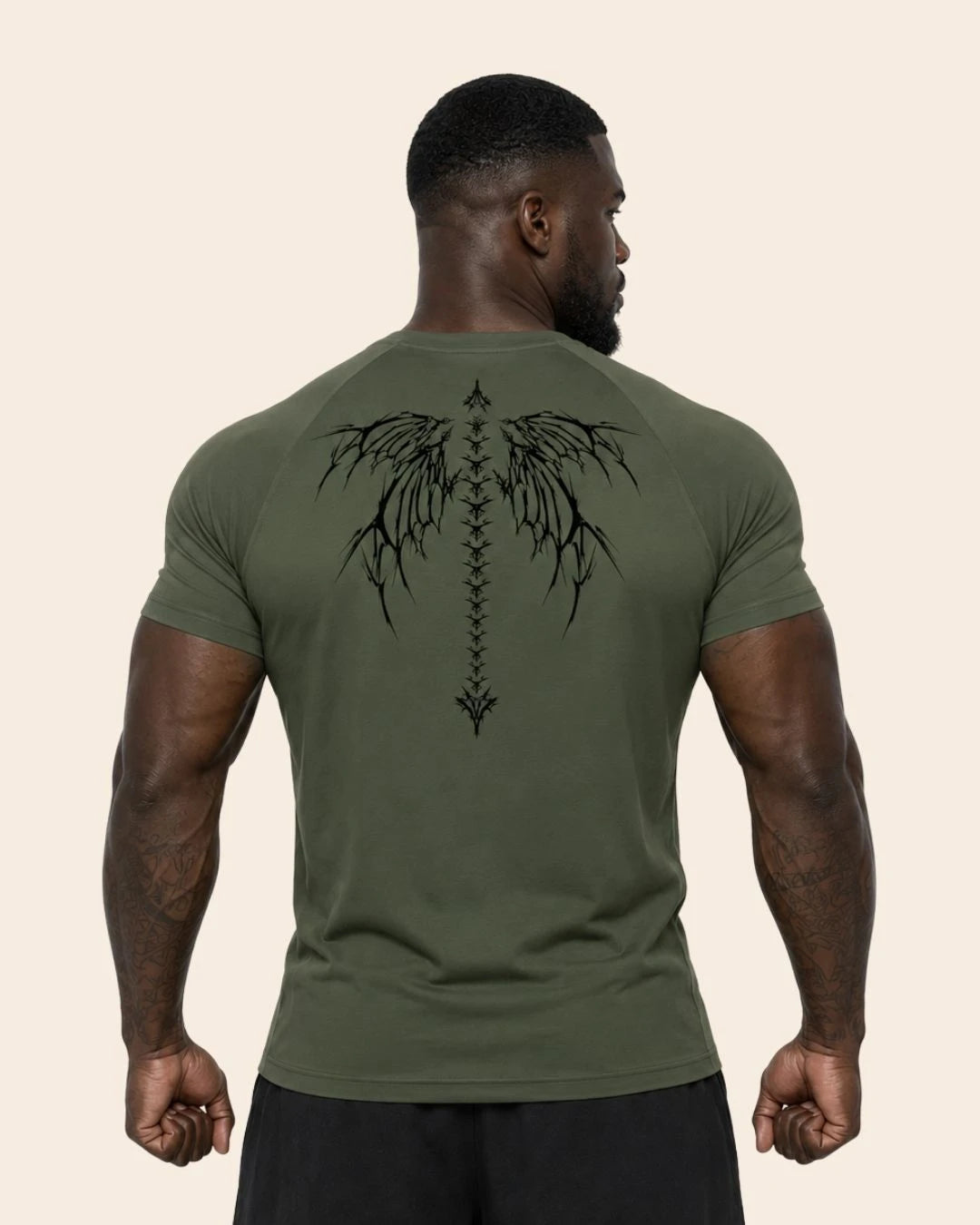 Camiseta Muscle Fit "Dominio" Verde Militar