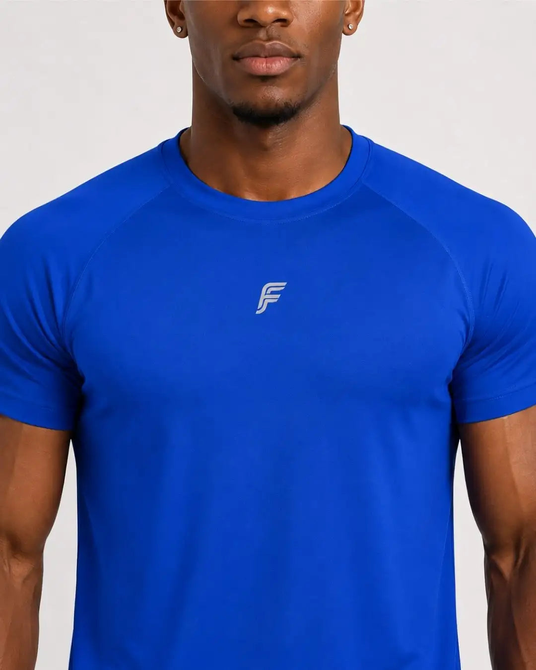 Camiseta Deportiva Azul Rey Oscura Muscle Fit - Dry Fit para Hombre