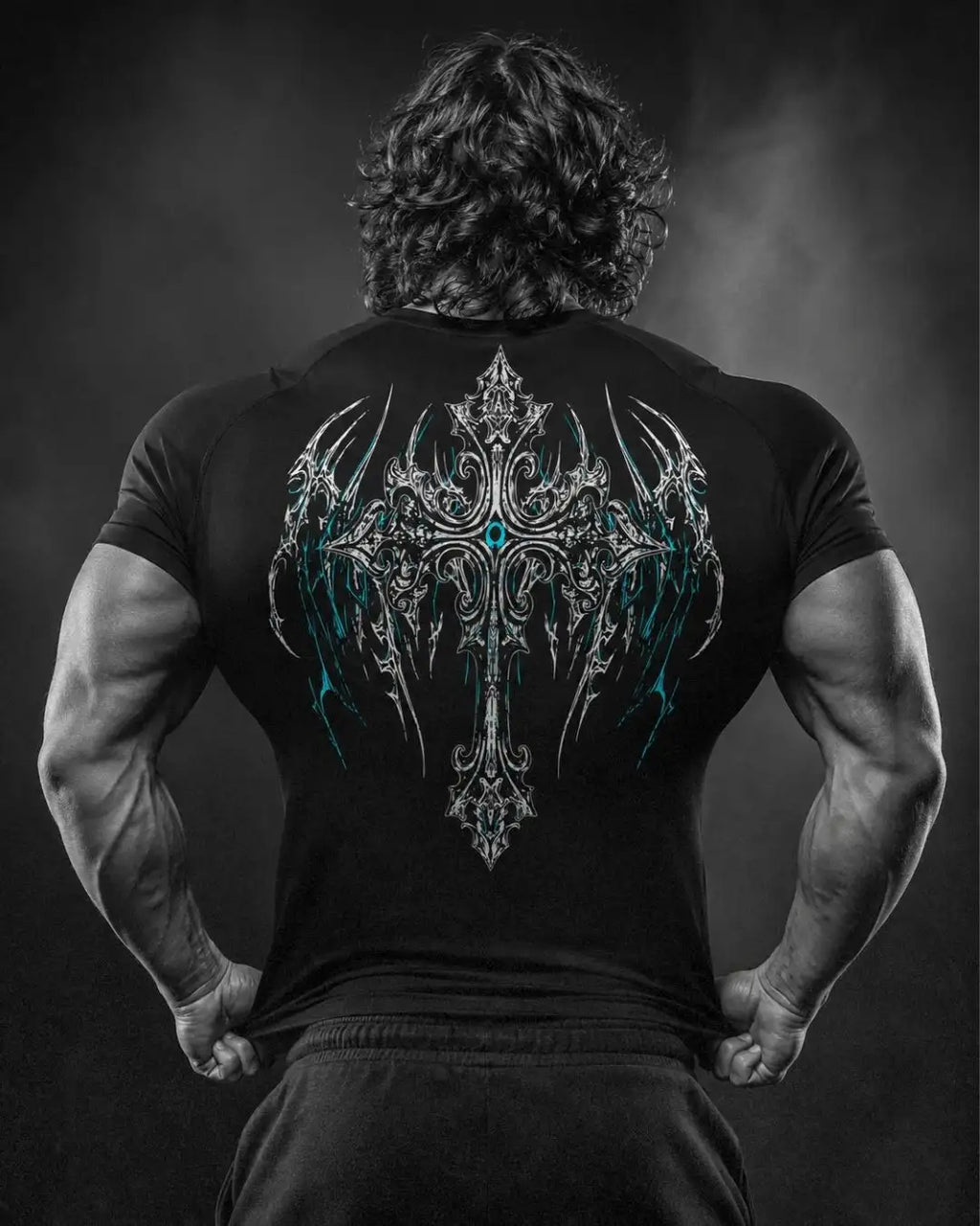 Camiseta Deportiva Negra Estampada RENACER para Hombre