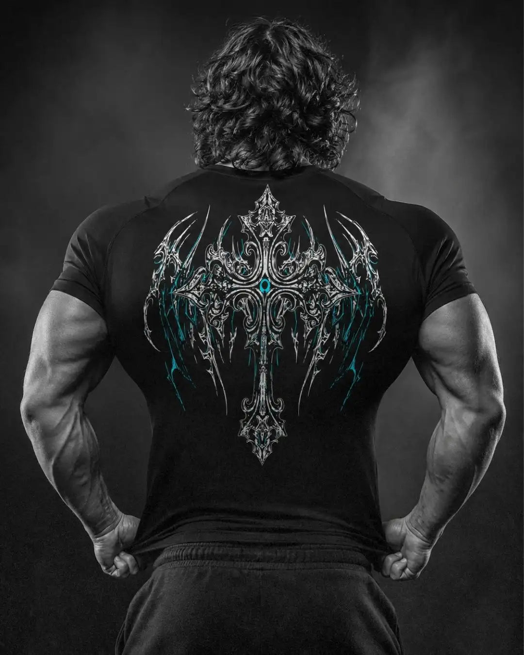 Camiseta Deportiva Negra Estampada RENACER para Hombre