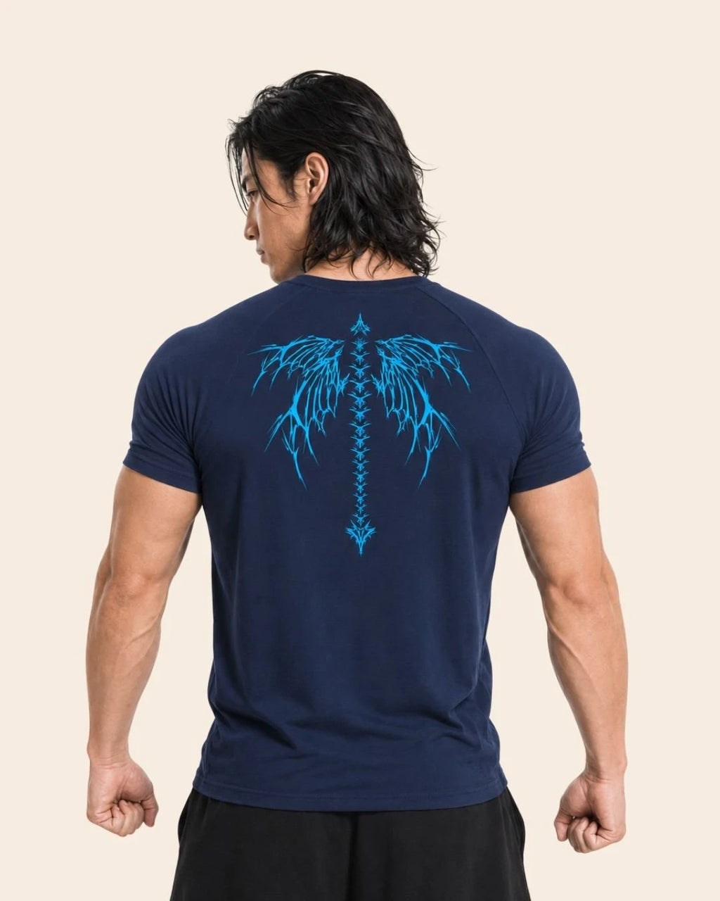 Camiseta Muscle Fit "Dominio" Azul Oscuro