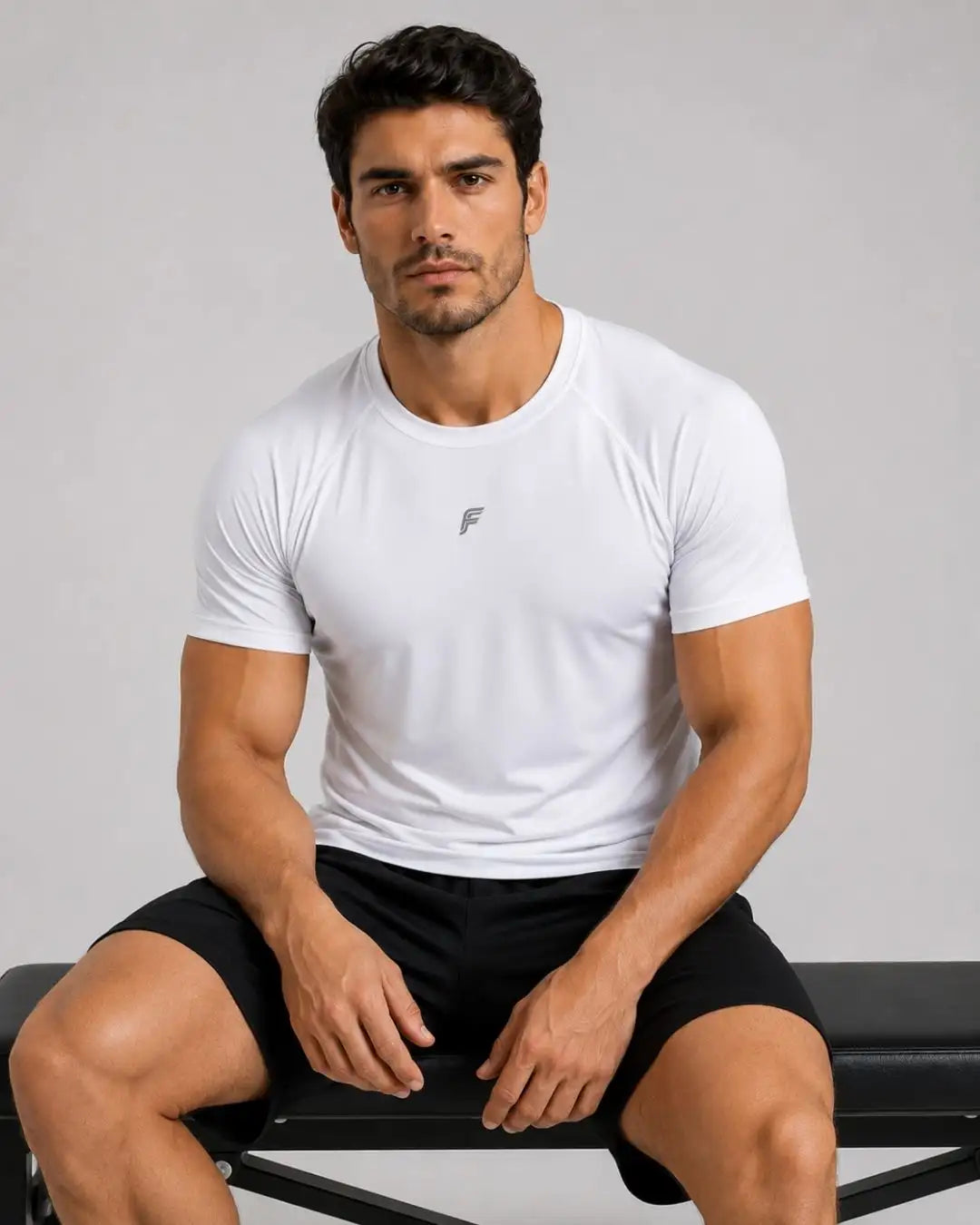 Camiseta Deportiva Blanca Muscle Fit - Dry Fit para Hombre