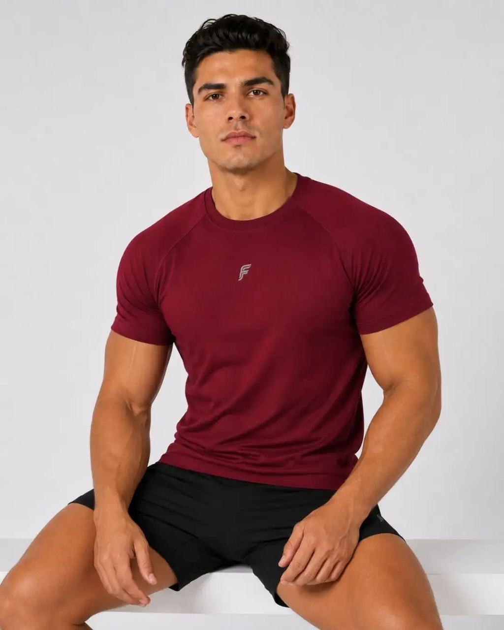 Camiseta Deportiva Vino Tinto Muscle Fit - Dry Fit para Hombre