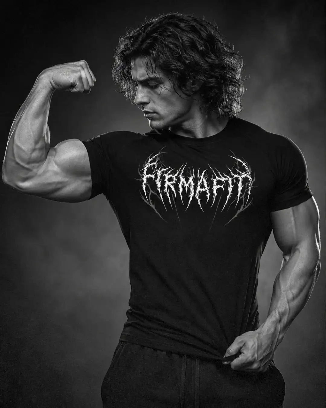 Camiseta Deportiva Negra Estampada RENACER para Hombre