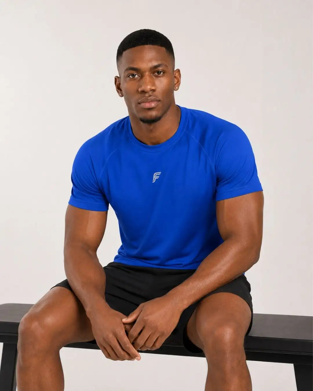 Camiseta Deportiva Azul Rey Oscura Muscle Fit - Dry Fit para Hombre
